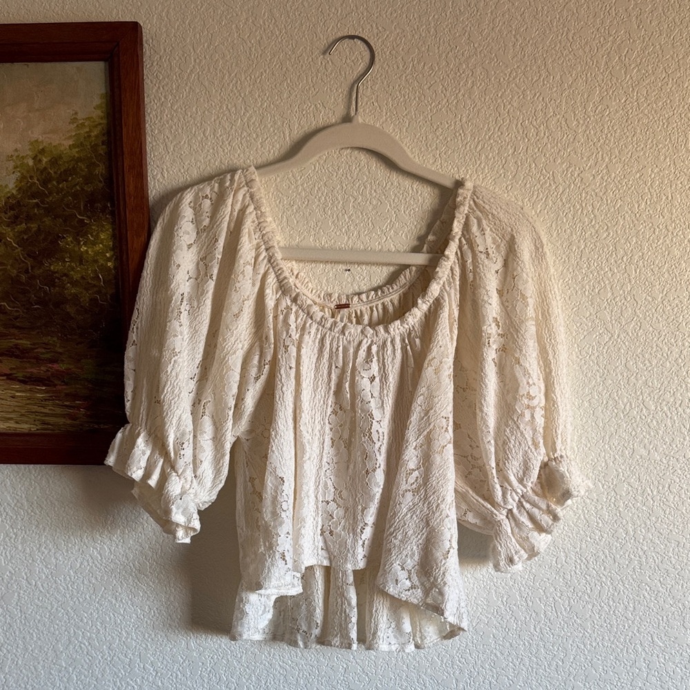 NWOT Free People Cream Lace Blouse